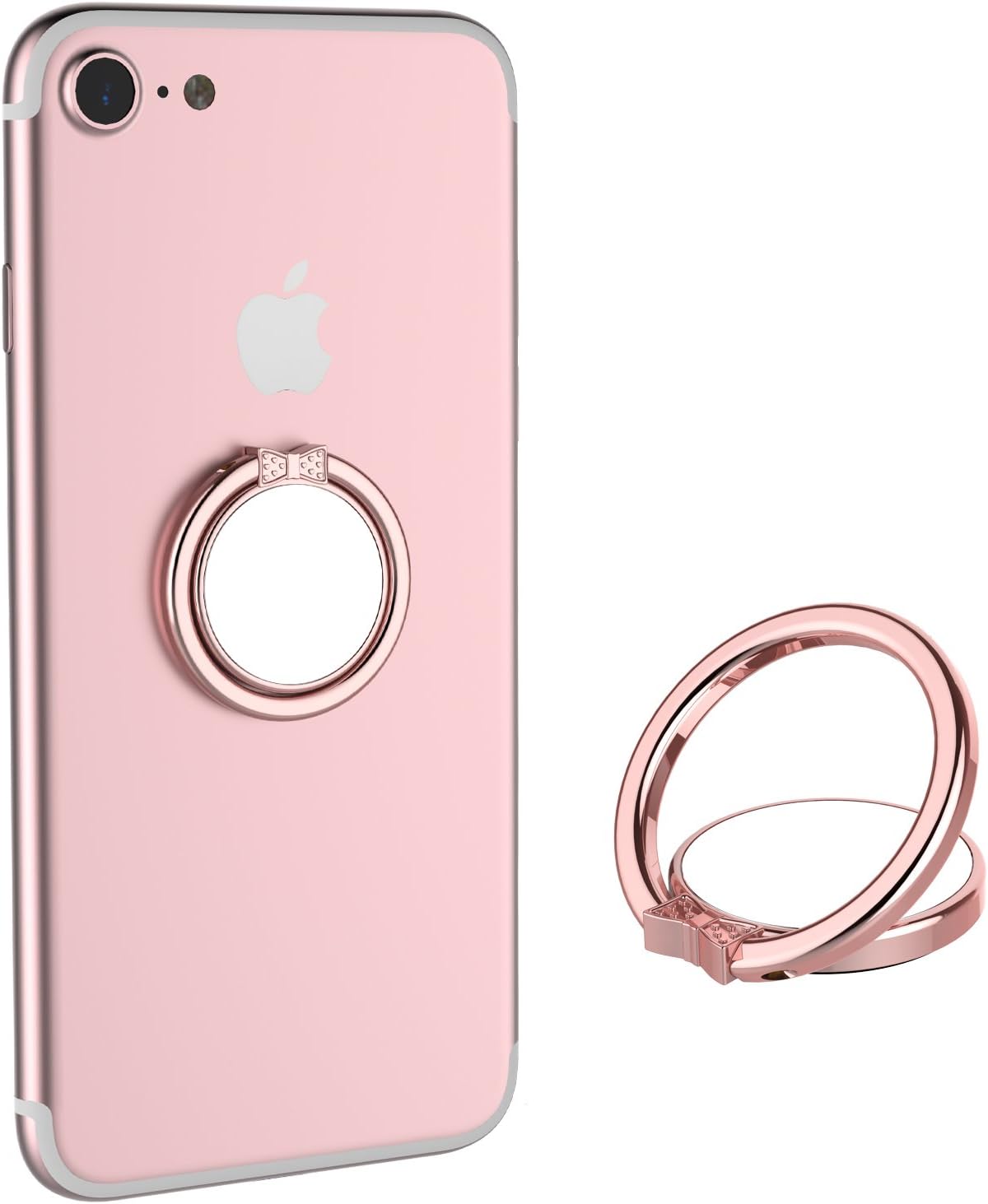 KIFAR Phone Ring Stand Holder Mirro Series Stylish 360 Degree Adjustable Rotation Universal Smartphone Finger Ring Grip For Almost All Cellphone and Phone Case (Rose Gold)