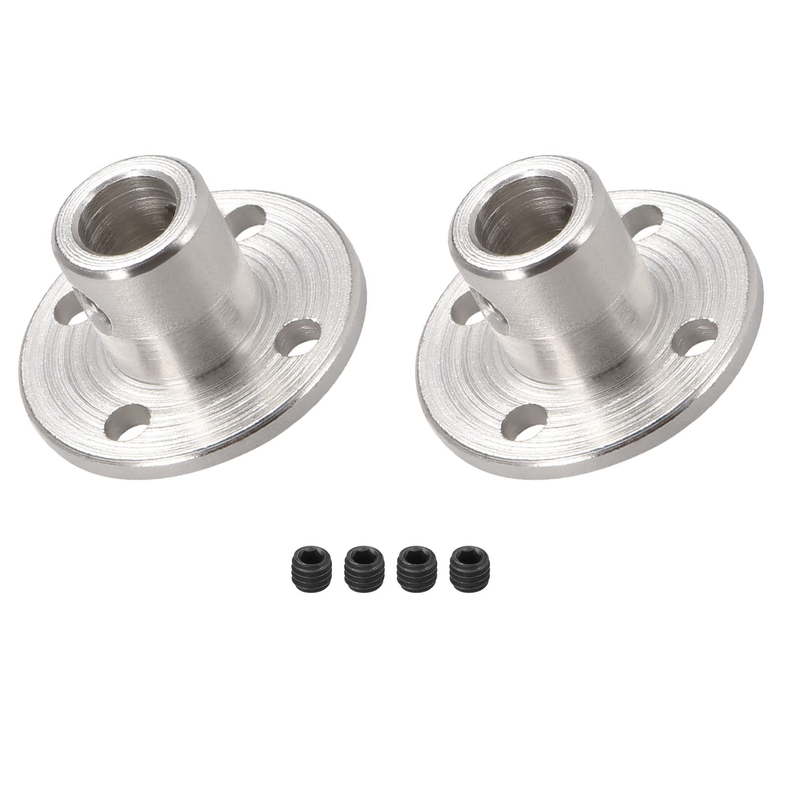 DMiotech 2 Pack 6mm Inner Dia H12xD10 Flange Coupling Connector Rigid Guide Shaft Support Coupler Shaft Coupling with Screws for DIY RC Model Motors Silver