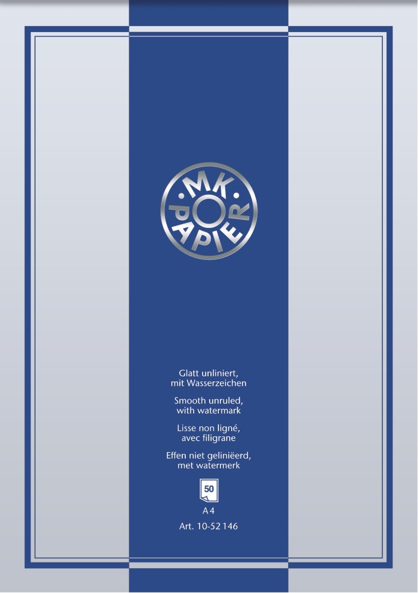 Brunnen Writing Pad MK Watermarks A4 Plain 50 Sheets White