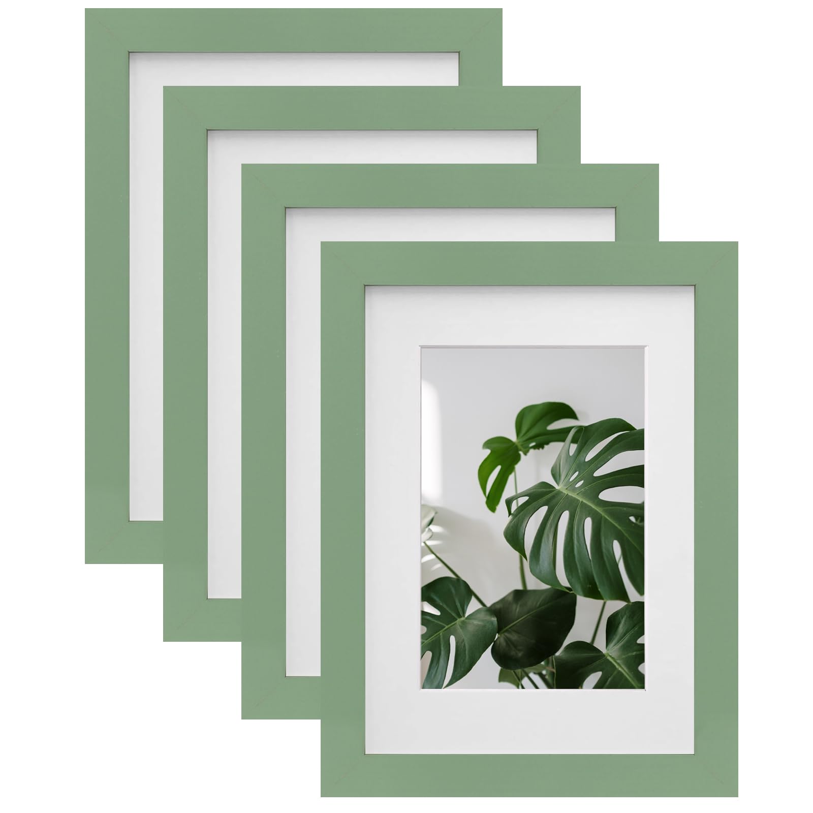 EGOFINE A5 Frames Set of 4,Wooden Photo Frame A5,14.8x21cm Picture Frames,A5 Poster Frame with Plexiglass for Tabletop and Wall Mounting，Green — image 1