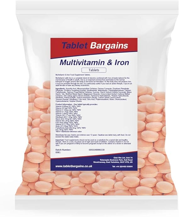 Multivitamin & Iron 120 Tablets One a Day Formulation for Men or