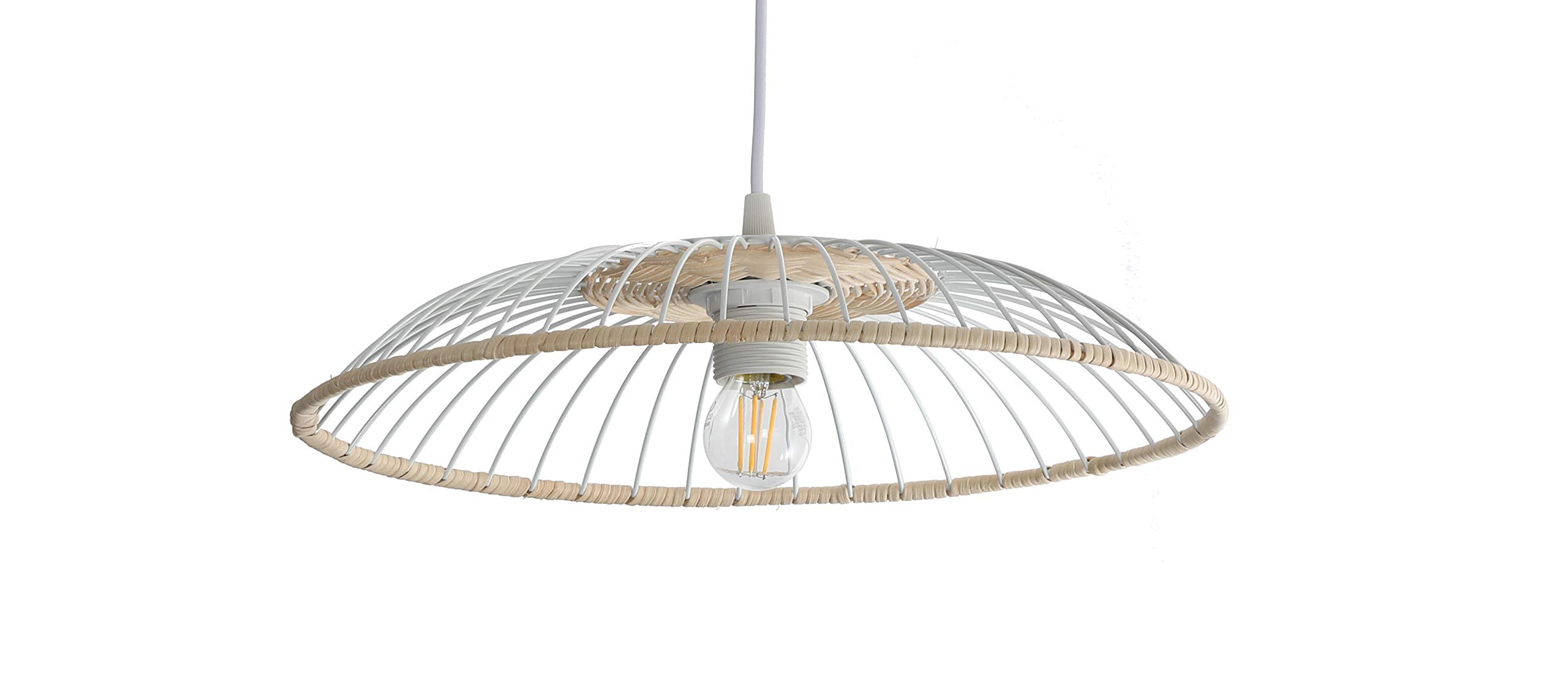 LUSSIOL 250659 Ceiling Light, 60 W, Metal/Rattan
