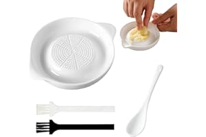 Ceramic Garlic Grater Plate Set, White Porcelain Ginger Grater with Spoon and 2 Cleaning Brushes, Sharp Grating Plate for Gar