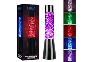 LKUA Glitter Lamp,with Silver Glitter, Color Changing Relaxing Glitter Lamps for Adults and Kids