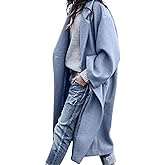 CHARTOU Women's Oversized Notched Collar Wool Blend Single Breast Midi Long Trench Coat