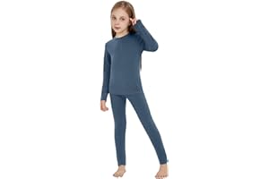 woolcano Kids Unisex 100% Merino Wool Base Layer Sets Lightweight Thermal Underwear