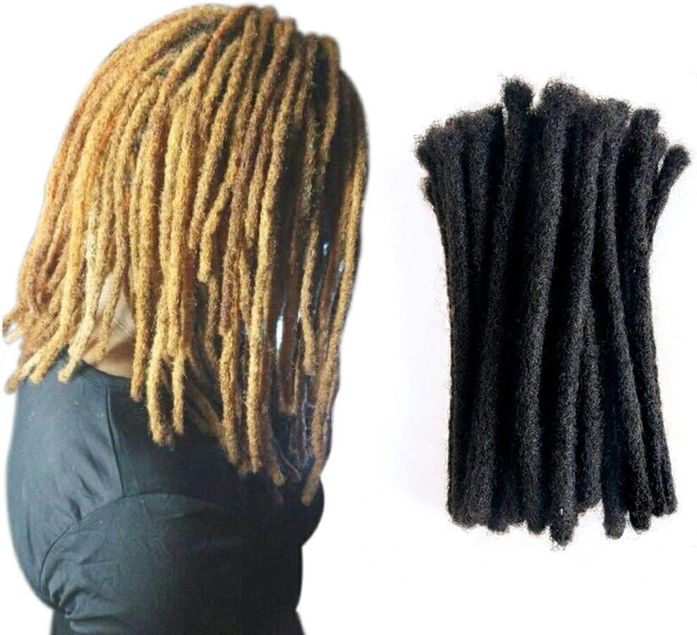 Shinnaul Human Hair Natural Dreadlocks Extensions Handmade Locs Hair Extension 60 Strands(Natural color 14inch Diameter 0.8cm)