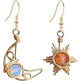Just Follow Minimalist Sun and Moon Earrings for Women Asymmetric Celestial Earrings Everyday Wear Jewelry