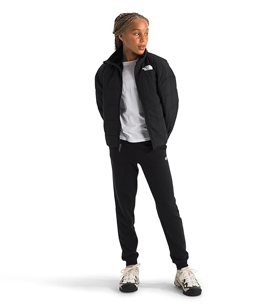 THE NORTH FACE GIRLS REVERSIBLE SHASTA FULL ZIP JACKET | KIDS’ PUFFER COAT WITH SYNTHETIC INSULATION, FLEECE LINING & WATER-REPELLENT FINISH, TNF BLACK, X-LARGE