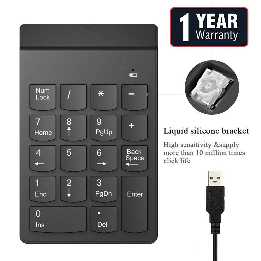SMARTTECH Numeric keypad Wireless 2.4GHz Connection Numpad Keyboard Work for Number Financial Accounting Works Compatible with Laptop, Notebook, PC, Computer Portable Keyboard