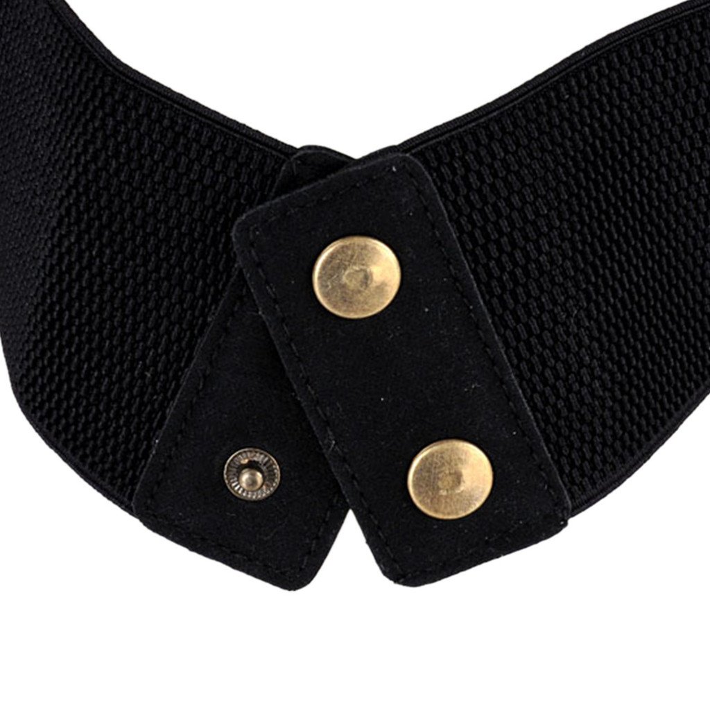 Ayliss Women Elastic Waistband Wide Band Tied Waist Cincher Belt,Black