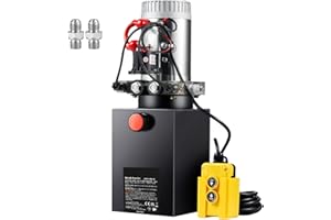 Hydraulic Pump, 8 Quart Dual Action Dump Trailer Pump, Flow Capacity of 0.91 GPM, Maximum Relief Pressure of 3200 PSI, DC 12V