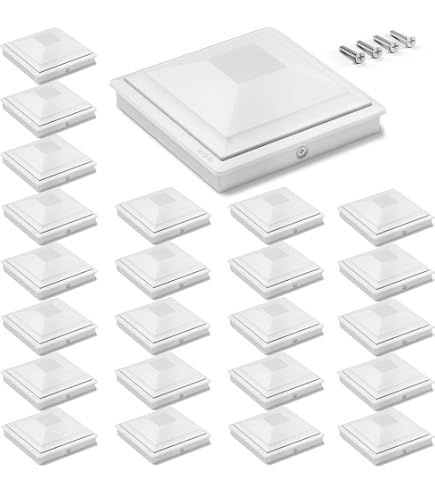 Hiceeden 12 Pack White Vinyl Fence Post Caps - 5x5 Inch Pyramid Design For PVC Posts, Deck, Mailbox & Dock - Easy No-Screw Installation - View #5