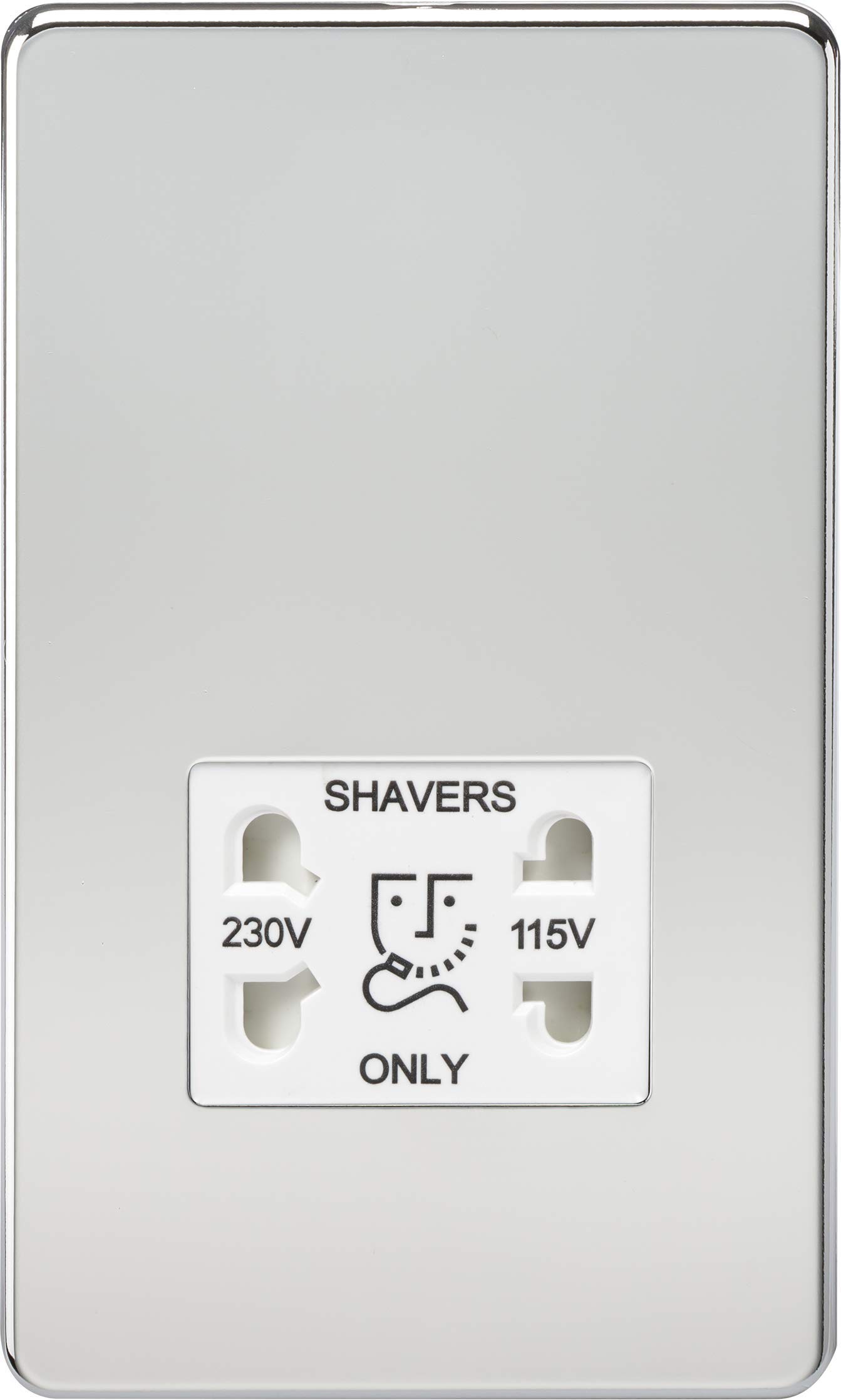 Knightsbridge SF8900PCW Screwless Dual Voltage Shaver Socket in Polished Chrome with White Insert, 5.0 mm*147.5 mm*87.8 mm