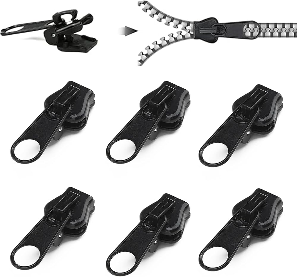 RRICHH 6PCS Zipper Repair Kit Zip Puller Replacement Set for #3 #5 #8