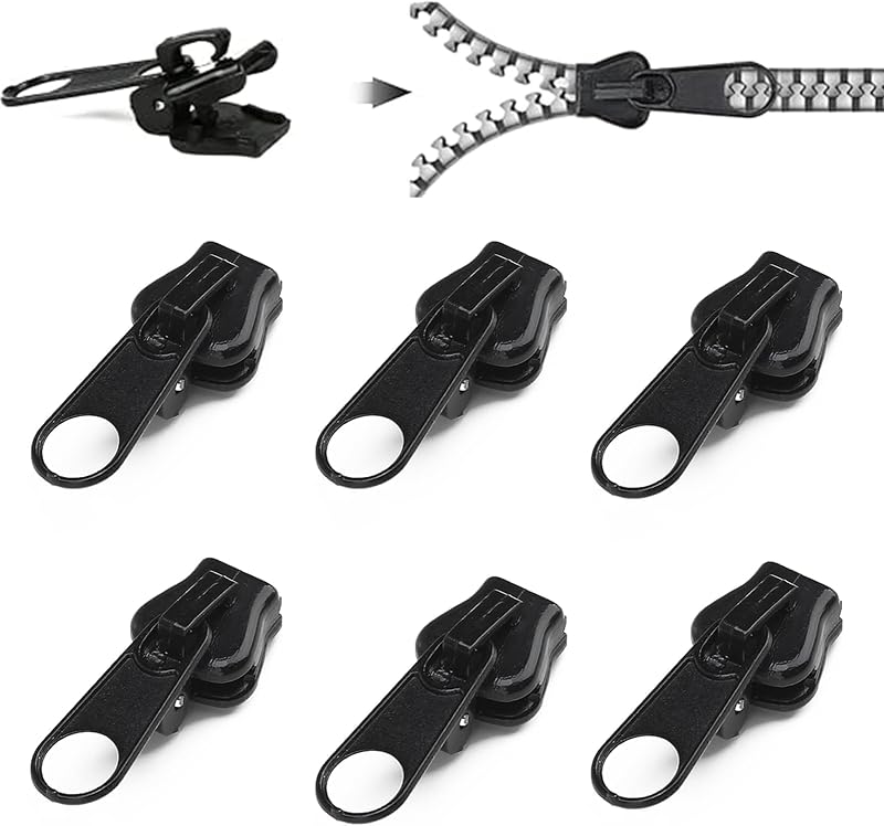 RRICHH 6PCS Zipper Repair Kit Zip Puller Replacement Set for #3 #5 #8