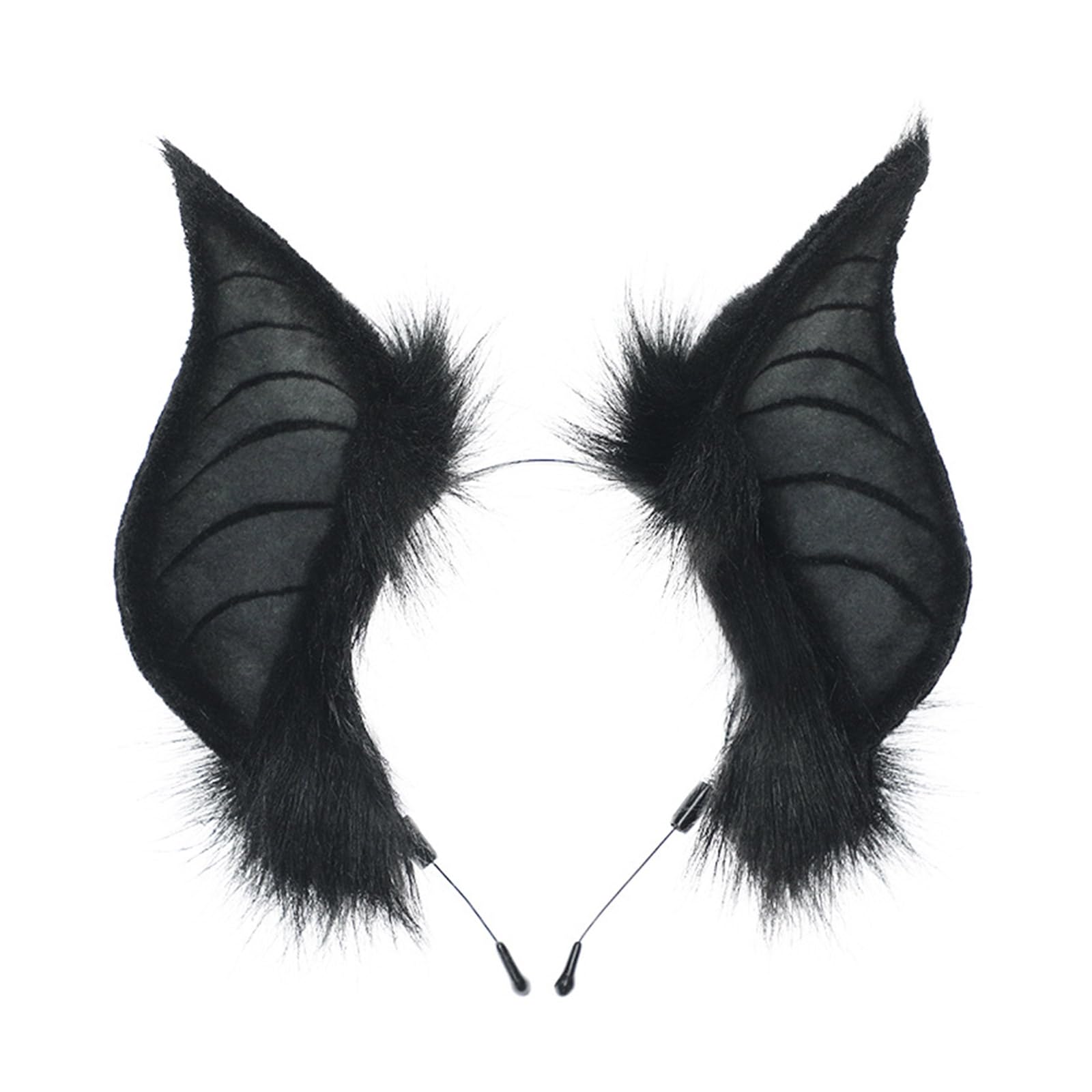 NIHENHAO Cats Bat Fauxs Furs Ears Headbands Halloween Fancy Dress Cosplays Costume Handmade Animal Furry Ears Hair Hoop Wome