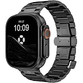 Grade 5 Titanium Band for Apple Watch Ultra 4/3/2/1 (49mm) Bands for Men | No Tool Needed,Micro‑Adjust Links,Quick Resizing,DLC Anti-Scratch,Secure Butterfly Clasp,Fit iWatch Series 12/11/10 46mm,Gift