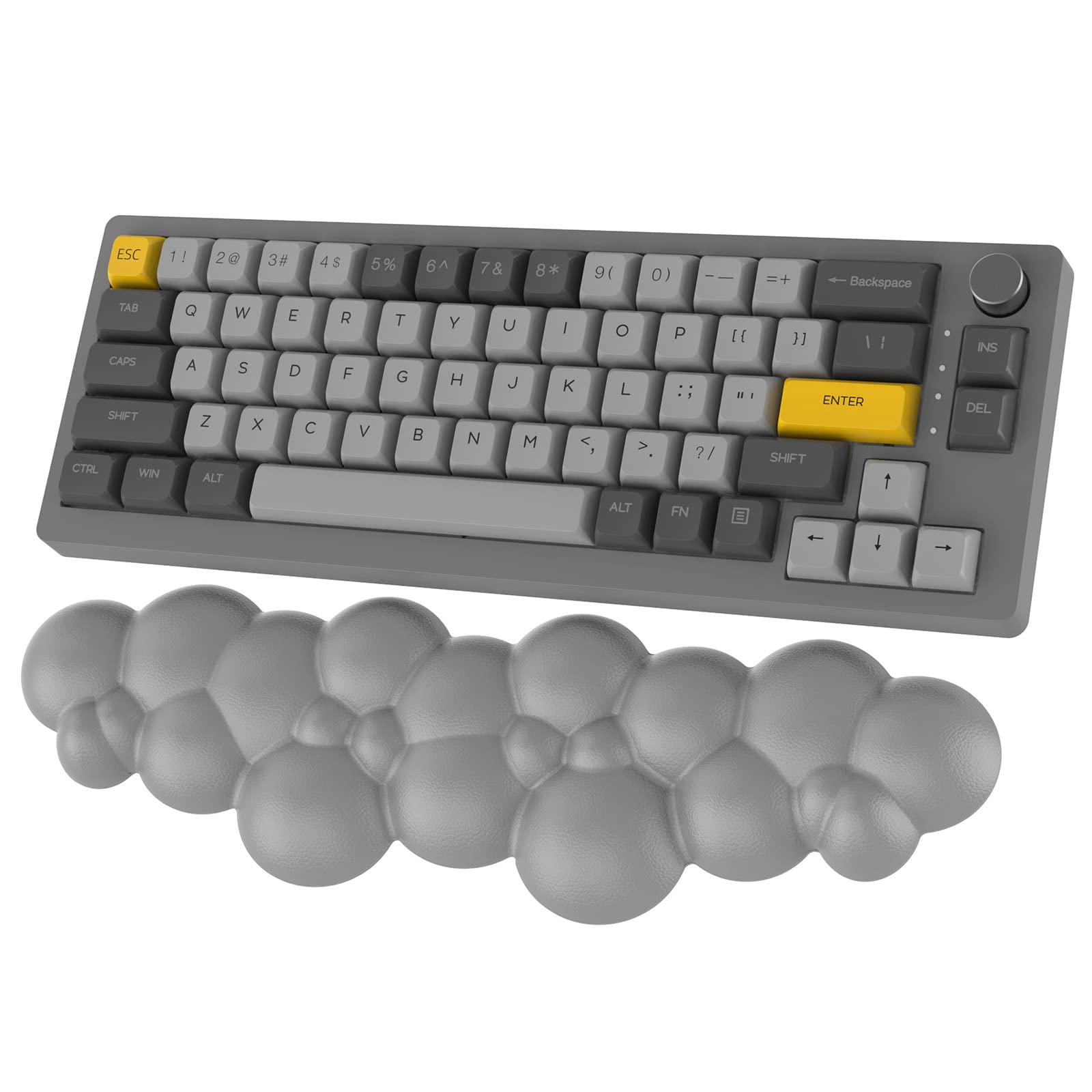 ZIYOU LANG Cloud Keyboard Wrist Rest, Tenkeyless Memory Foam Hand Palm Rest Wrist Rest PU Material Anti-Slip Rubber Base Support for 60%,75%,100% Keyboard, Typing And Wrist Pain Relief, 15.2 Inch-Gray