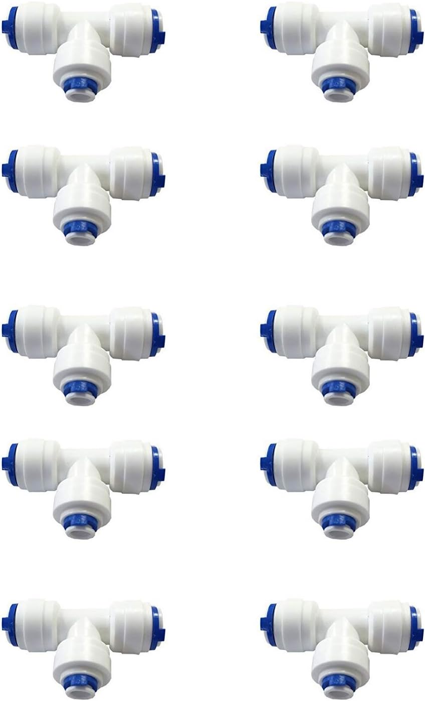 VYAIR1/4" Tee T-Piece Connector Push Fit RO Fitting (10)