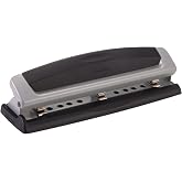 Swingline Desktop Hole Punch, Hole Puncher, Precision Pro, Adjustable, 2-3 Holes, 10 Sheet Punch Capacity, Black/Gray (74038)
