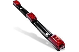 ONLINE LED STORE TRUE MODS 15" Inch 9 LED 3 Red Trailer Light Bar [DOT FMVSS 108] [SAE P2] [IP67 Submersible] 12V Identification Running Marker ID Center Rear Tail Lightbar Strip for 80" Enclosed Marine Boat Trailers