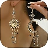 Star Earrings Gold Moon Sun Dangle Earrings for Women Celestial Witchy Earring Renaissance Star Moon Jewelry Trendy Jewelry Gifts
