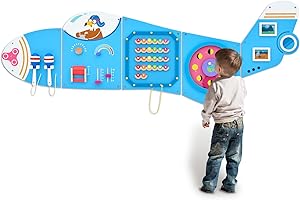 Monläurd® Wooden Airplane Activity Wall Panel for Kids, Wall Toys for Toddlers 1-3, Playroom Toys, Daycare Furniture, Montessori Busy Board