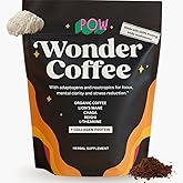 POW Wonder Coffee – Premium Adaptogenic Mushroom Coffee for Focus & Calm Energy with Lion’s Mane, Chaga, Reishi, L-Theanine & Collagen (50 mg Caffeine, 28 Servings) – Smooth Flavor, No Jitters
