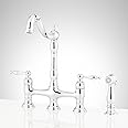 Signature Hardware 954037 Delacour 1.75 GPM Double Handle Bridge Kitchen Faucet with Side Spray - Chrome