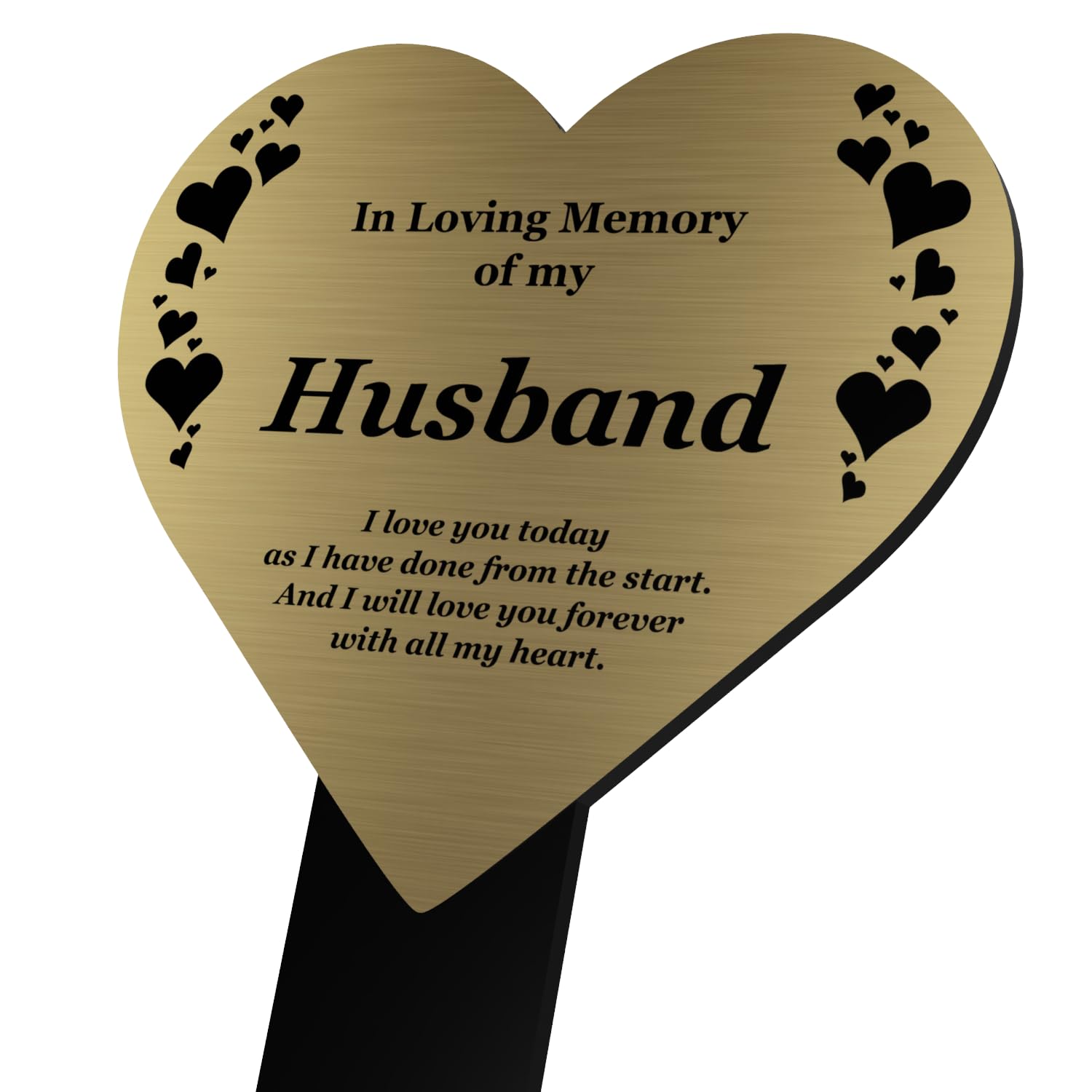 OriginDesigned Husband Memorial Remembrance Plaque Stake, HEART SHAPE - Gold/Silver/Copper, Waterproof, Outdoor, Grave Marker, Tribute, Plant Marker Active Restock requests: 0 (Gold)