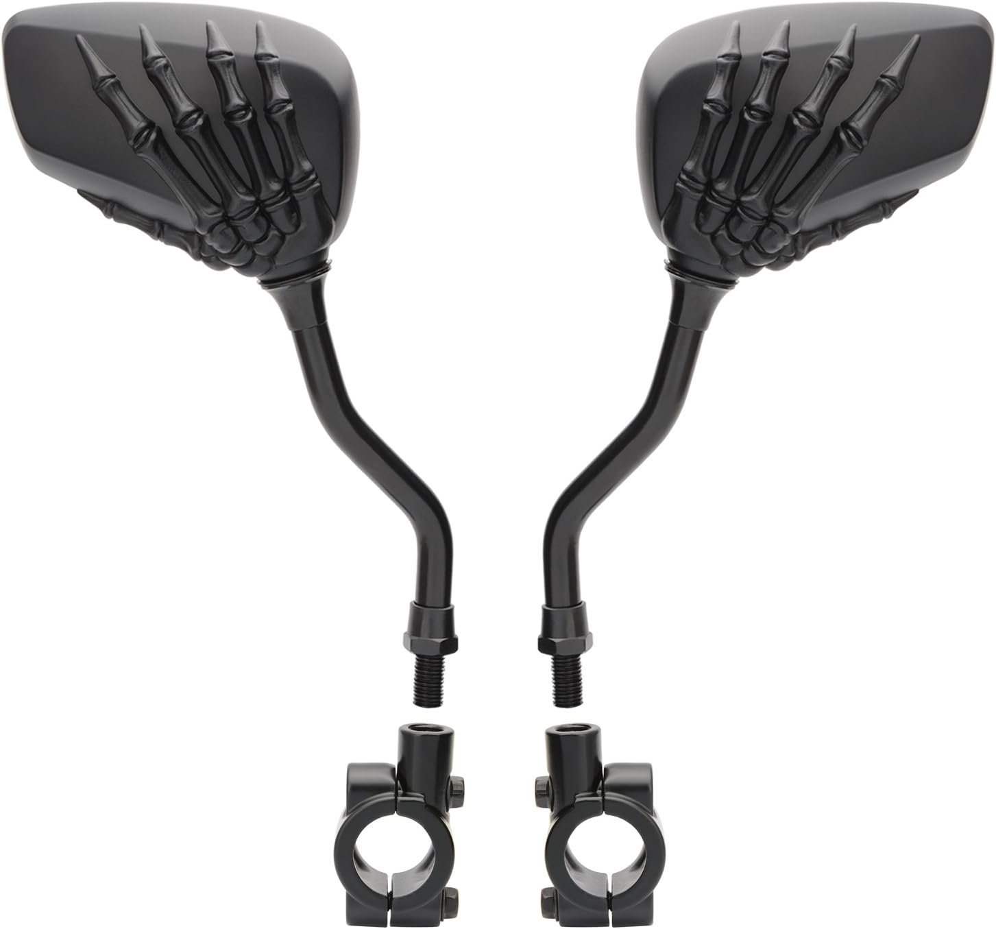 TOPCABIN 1 Pair Bike Bicycle Cycling Rear View Mirror Blindsight Multi Angle Adjustable Billet Aluminum Chrome Plated Outside Rear View Side View Mirrors Skull Claw Style Universal