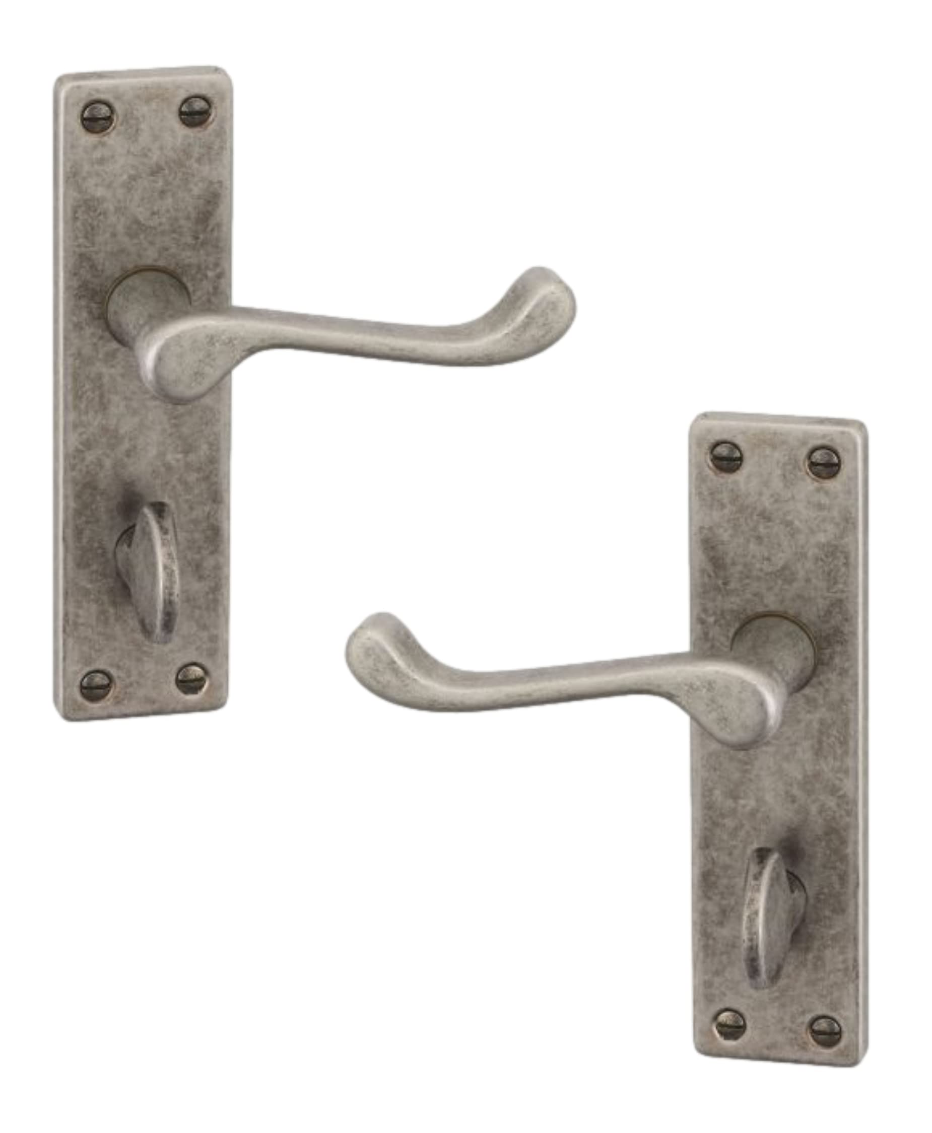 URFIC 14-100-325-AT Victorian Scroll Antique Pewter Bathroom Door Handle Set