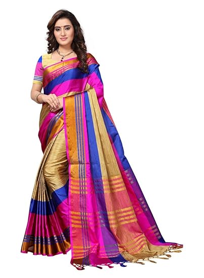 VAIVIDHYAM Womens printed Silk Saree with Blouse Piece