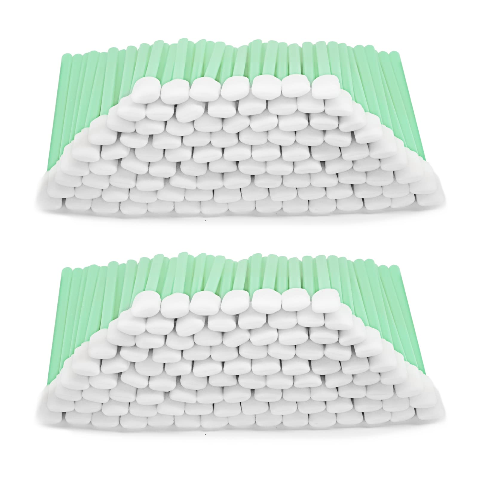 200pcs 5.11" BVN Square Rectangle Foam Cleaning Swab Sticks, Foam Tip Cleaning Swabs for Solvent Format Inkjet Printer Roland Optical Equipment, Green