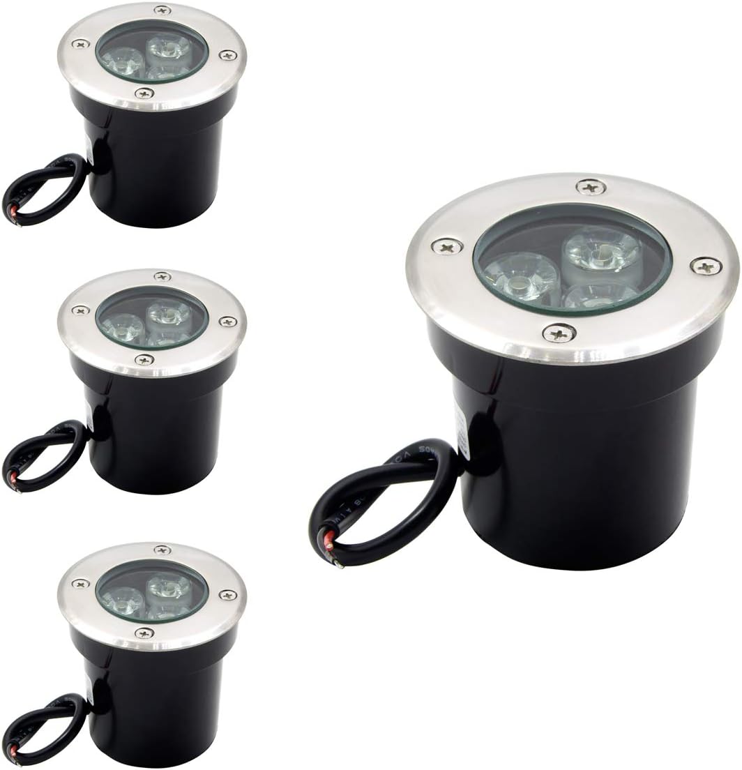 ALEDECO 4 Pack 3w 12v Low Voltage Inground Lights LED Landscape Light