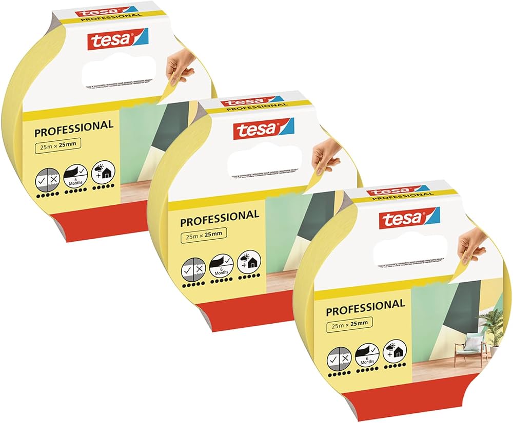 tesa Professional Painting Tape Indoors Washi Thin 25 m x 25 mm 3x