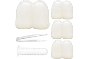 XIAWALANGZHUO 4 PCS Fake Buck Teeth for Witch Winnie Clown Bunny Costume Halloween Costume Accessories, 17 mm Teeth Caps Big Buck Teeth for Men Women Boys Girls Cosplay Party Beige White