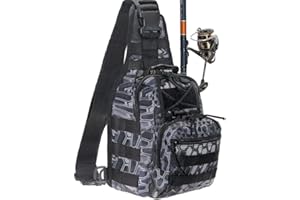 DEILAI Fishing Backpack - Sling Bag with Rod Holder - Fly Fishing Tackle Bag - Gifts for Men and Women