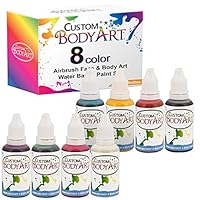 Custom Body Art 1-oz 8 Color Primary AirbrushWater Base Face-Body Paint Set