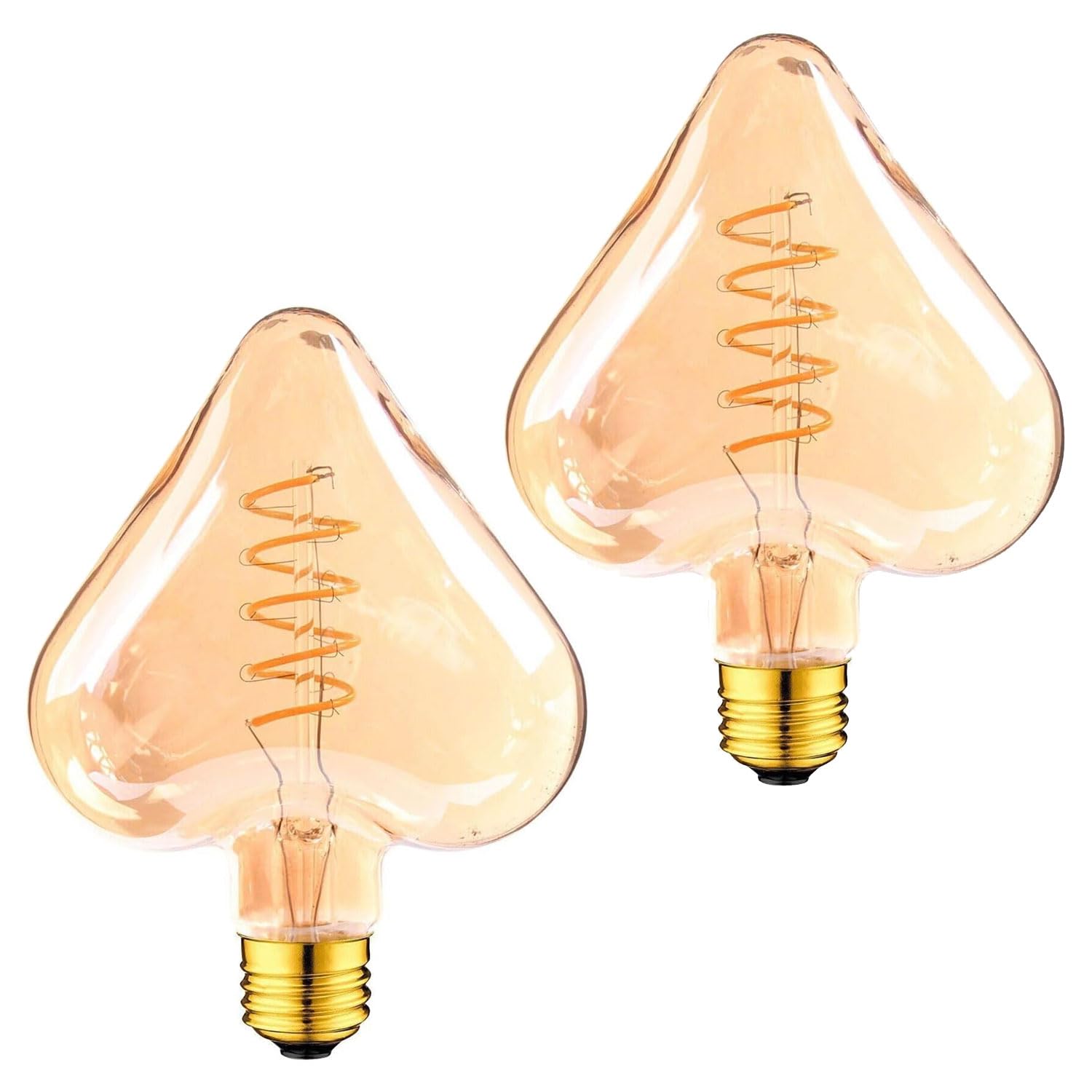 LEDSone Vintage Edison LED Light Bulb 4W, E27 Screw Bulb Retro Old Fashioned LED Filament Glass Antique Lamp Makes Beautiful Design (Pack 2 - Heart Shape Bulb)