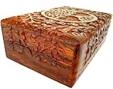 Ajuny Tree of Life Wooden Keepsake Box Handcarved Jewelry Storage 8x5 view 3
