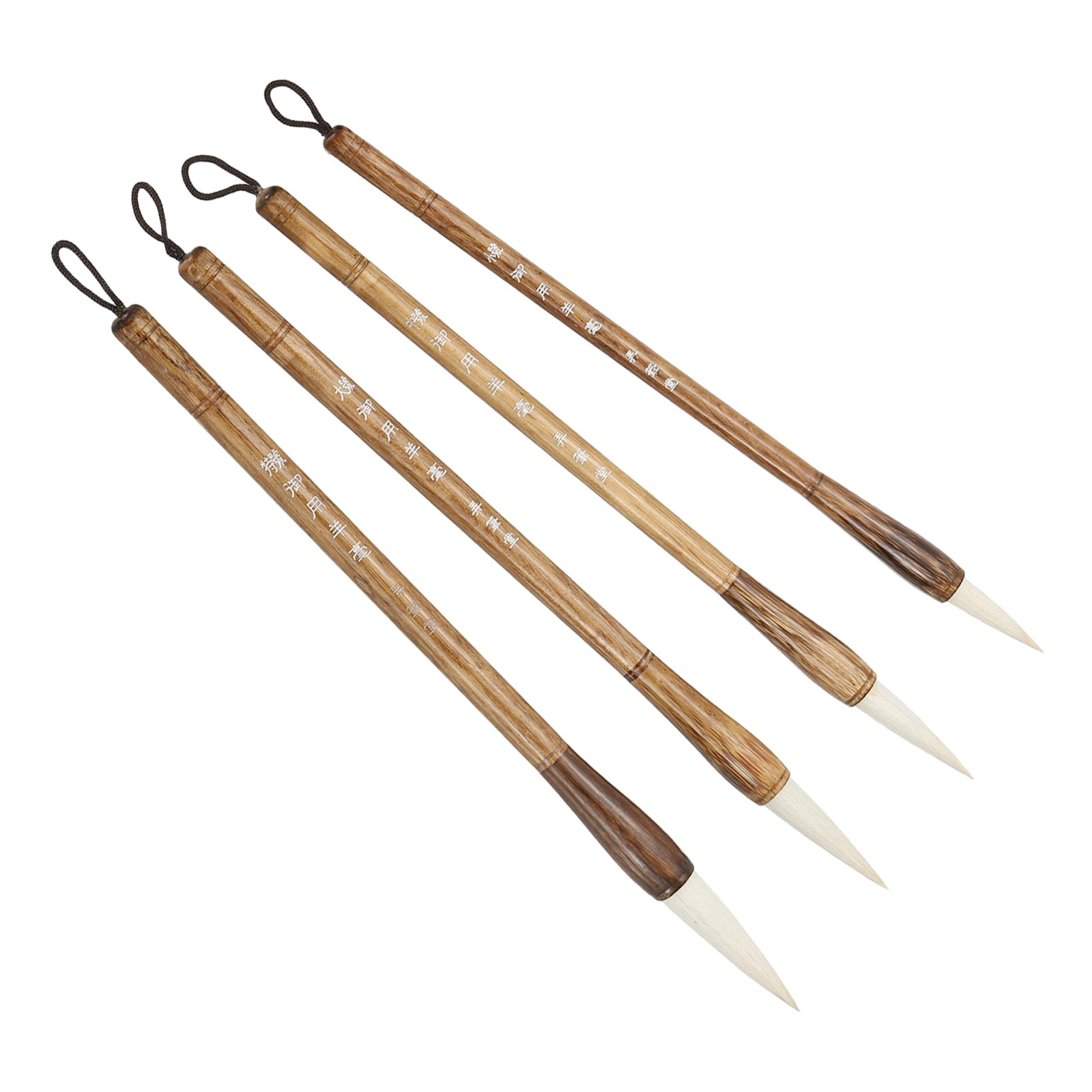 PATIKIL Calligraphy Brush, 4 Pack Watercolor Ink Painting Calligraphy Writing Brush Drawing Art Brush Wood Handle for Beginner 4 Size Kit, White