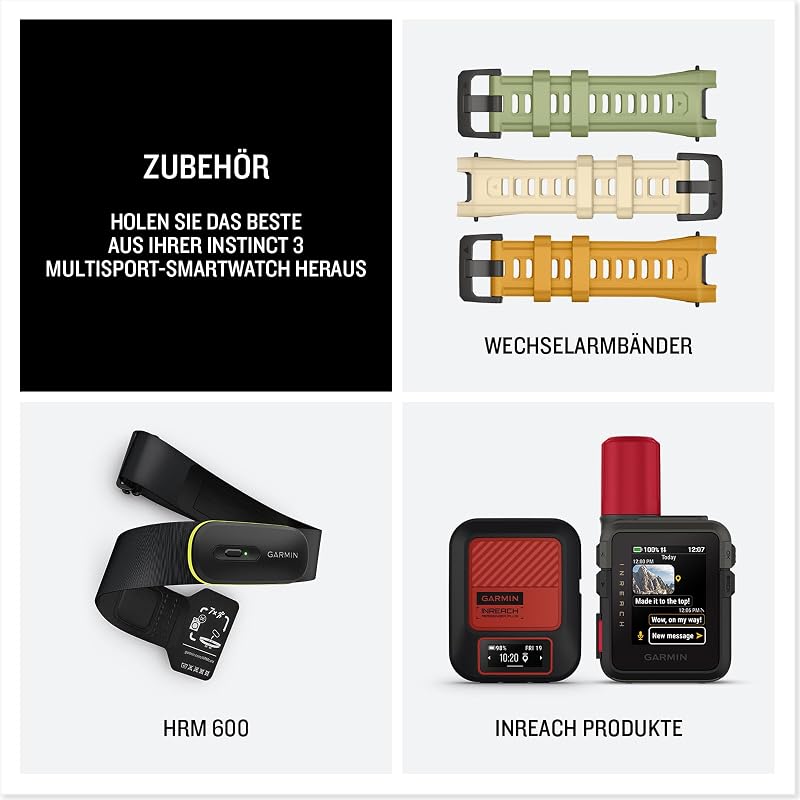 Instinct 3 50mm SOLAR – GPS-Multisport-Smartwatch, 1,1" Display, bis zu 40 Tage Akkulaufzeit, 80+ Sport-Apps, Navigationsfunktion, smarte Features, LED-Taschenlampe, wasserdicht