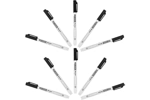 Sewroro 10Pcs Black Fine Tip 0.5Mm Dry Erase Marker Pens for Whiteboard, School and Office Classroom Writing