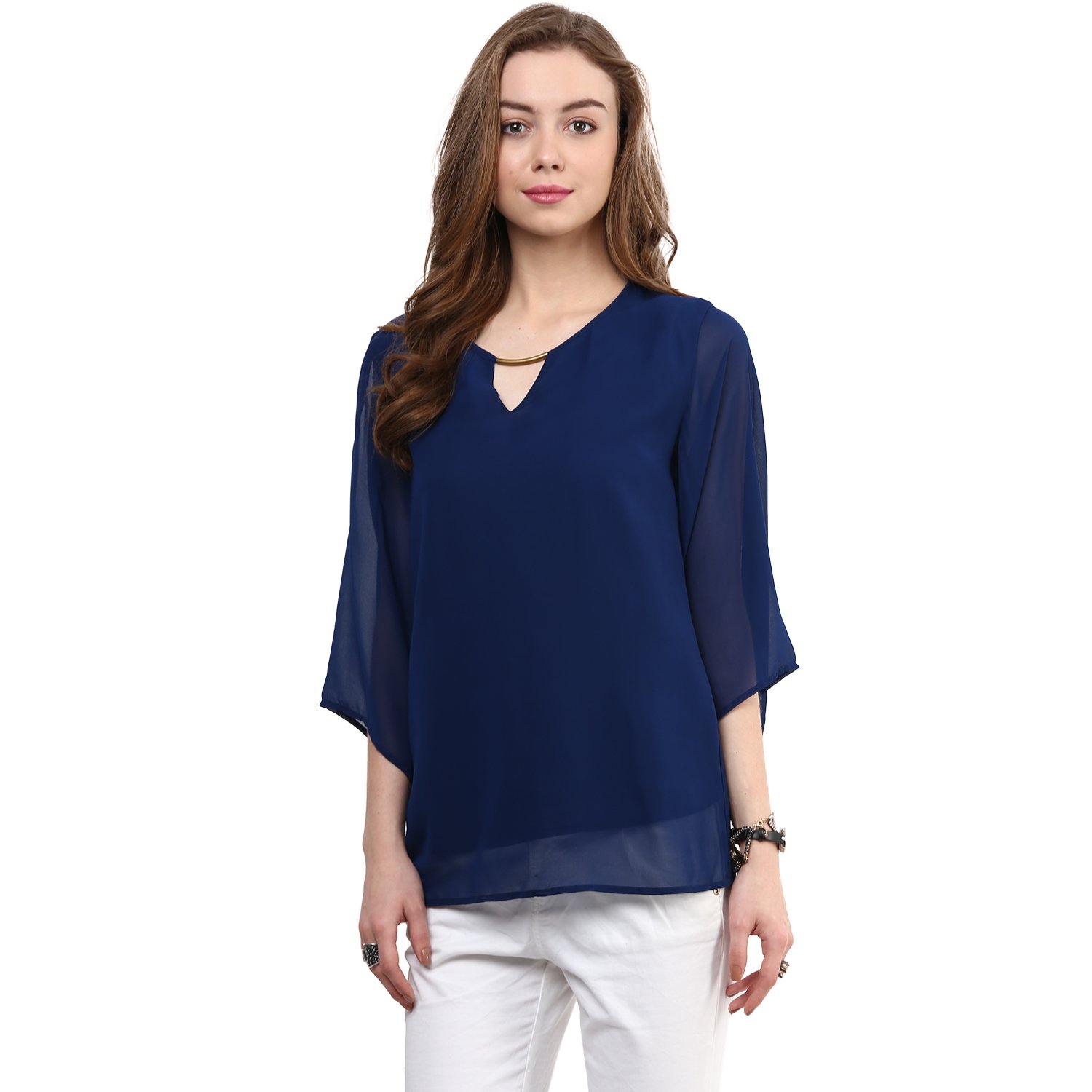 rare women blue georgette top (ep1038)