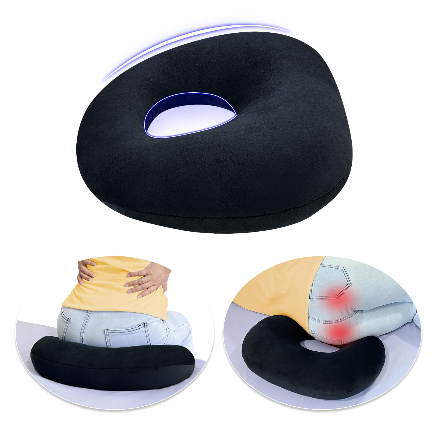 Photo 1 of Butt Lift Cushion After Surgery, BBL Donut Pillow for Tailbone Pain, Bed Sores Donut Pillow, Lift Hips Up Butt Pillows for Bed Sleeping, Sitting, Driving, Hemorrhoids Pressure Sores Doughnut Cushion