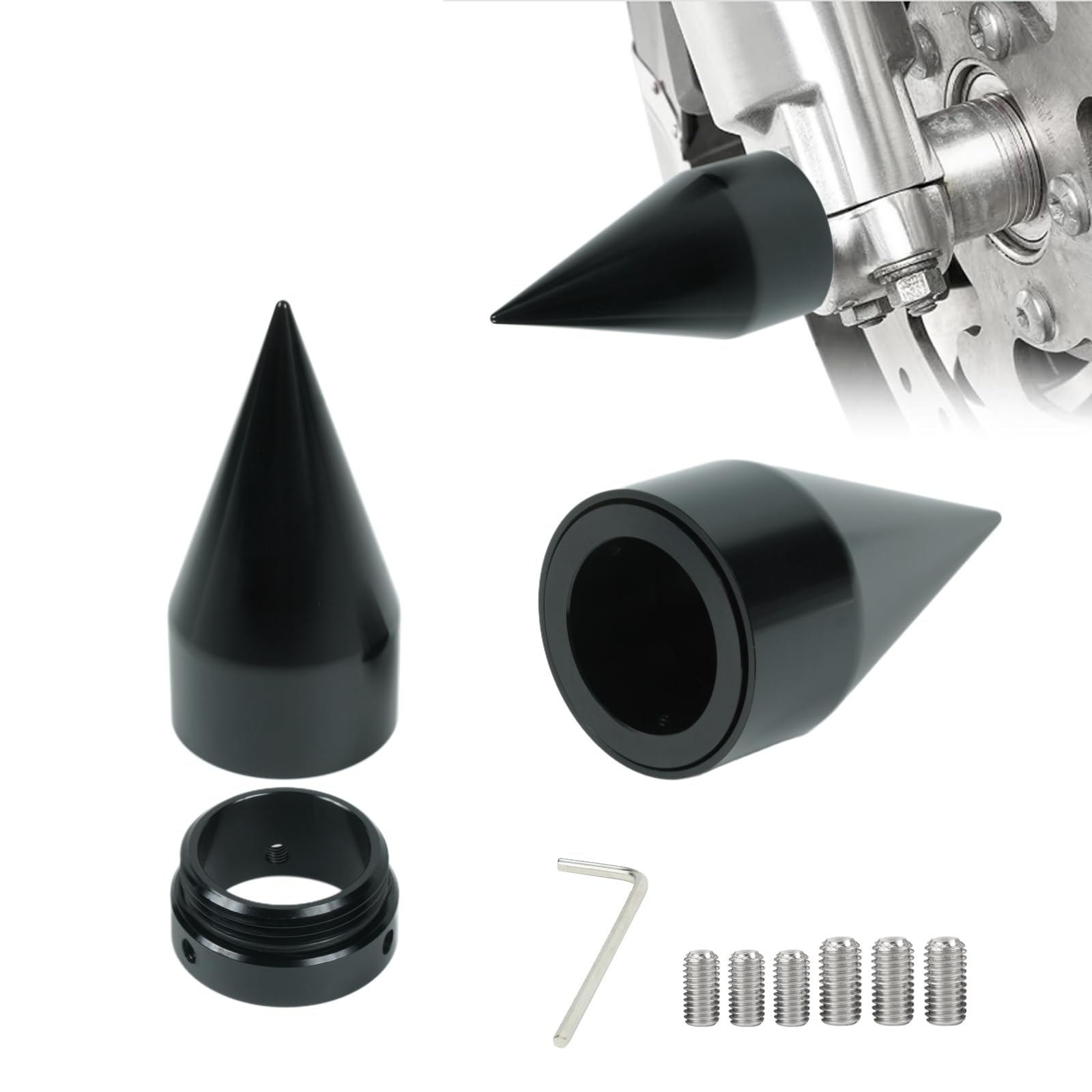 Photo 1 of NANSENJPMP Stealthy Front Axle Nut Covers, Black Axle Nut Caps Fit for Harley Touring Softail Sportster Trike Dyna Heritage Street Glide Road King Road Glide 2002-2025