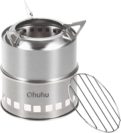 Ohuhu Rocket Stainless Steel Camping Stove Wood Alcohol Portable Outdoor Cooking
