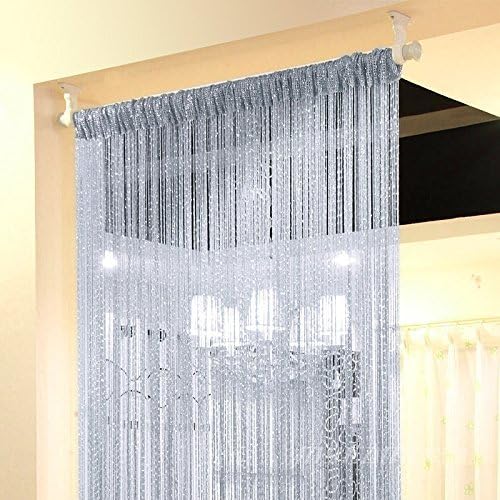 Amazon Com Topixdeals Rare Flat Silver Ribbon Door String Curtain